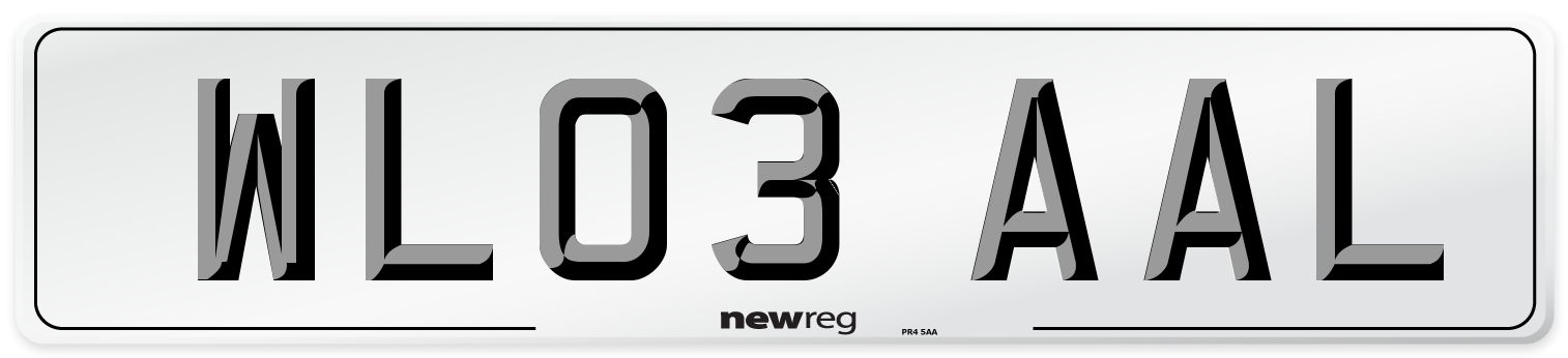 WL03 AAL Number Plate from New Reg